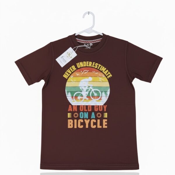Old Guy on a Bicycle Graphic Tee in Cocoa Brown