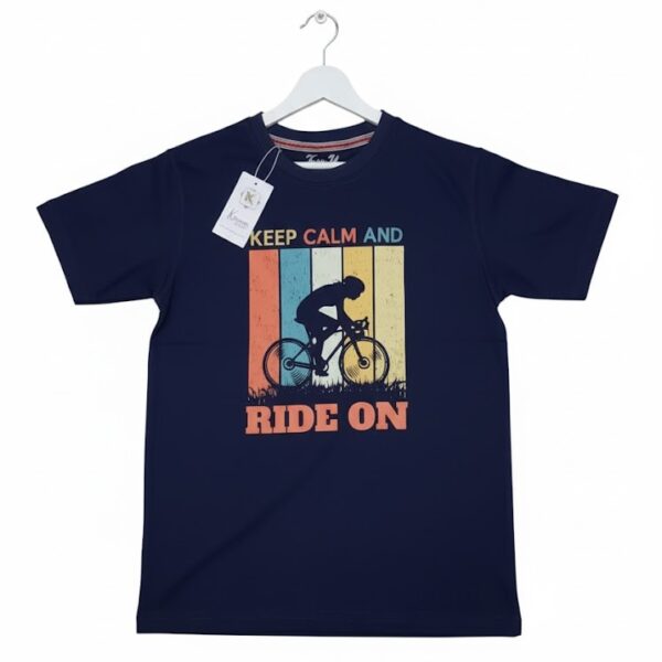 Keep Calm and Ride On Tee in Navy Abyss